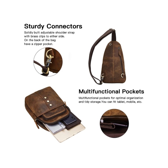 NEW Brass Tacks Leathercraft Sling Shoulder Bag - Picture 12 of 13